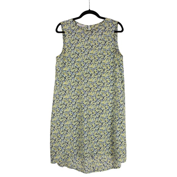 Equipment Femme Floral Print Sleeveless Midi Dress Yellow Black Blue M - Picture 10 of 12